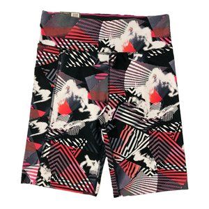 Calvin Klein Womens High Rise Fashion Print Bike Shorts Geo Red Pink